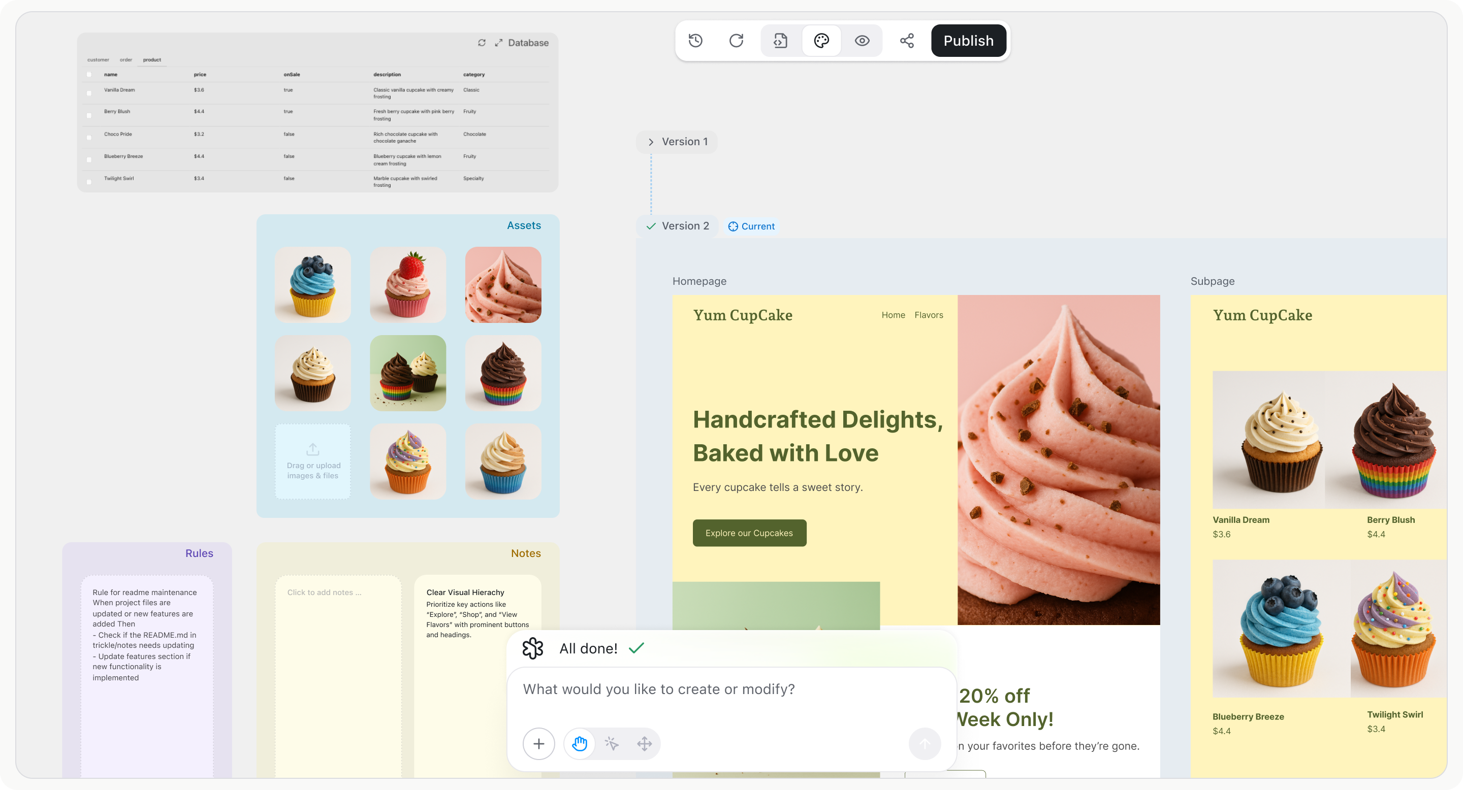Trickle Magic Canvas for creating and customizing websites and apps with AI